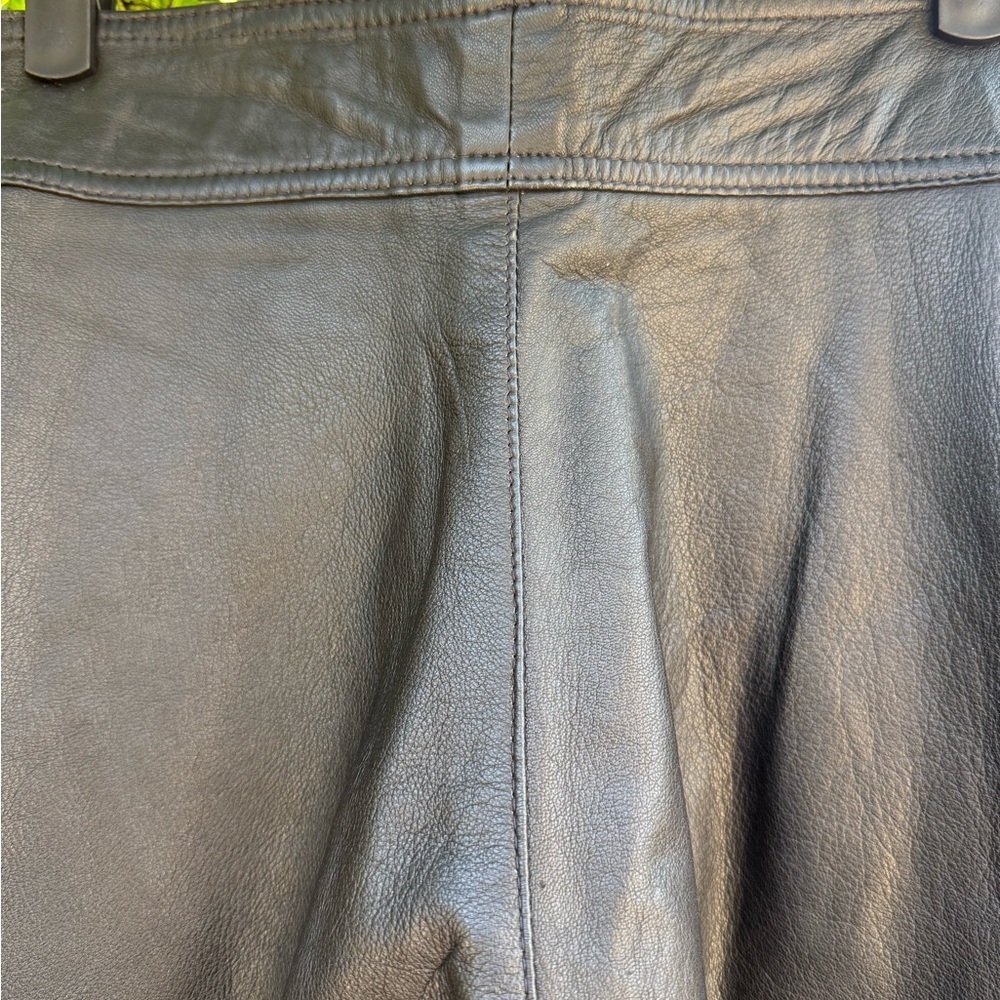 Vintage Black Straight Leg Leather Pants - Picture 5 of 11